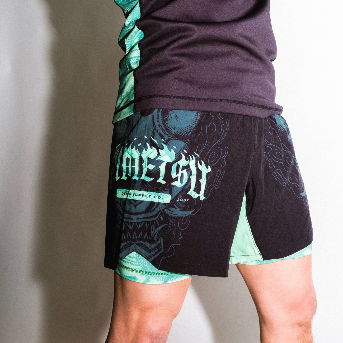 Fumetsu Oni Dual Layer Shorts Black/Blue/Mint