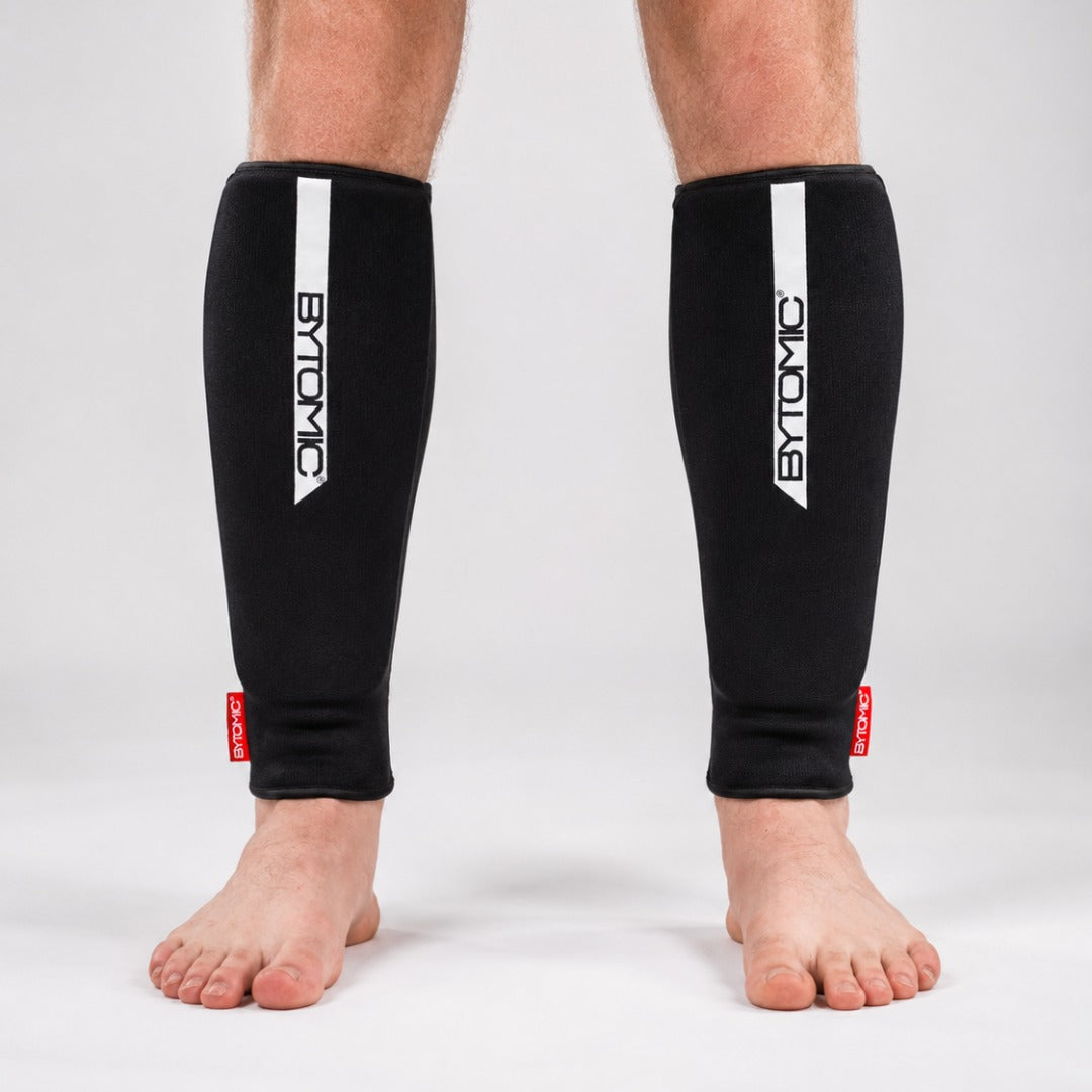 Black/White Bytomic Red Label Elasticated Shin Guards