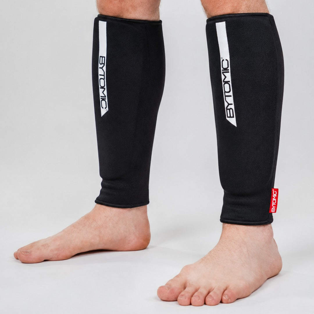 Black/White Bytomic Red Label Elasticated Shin Guards