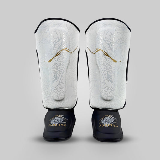 Fumetsu Dragon Slayer Shin Guards White/Black/Gold