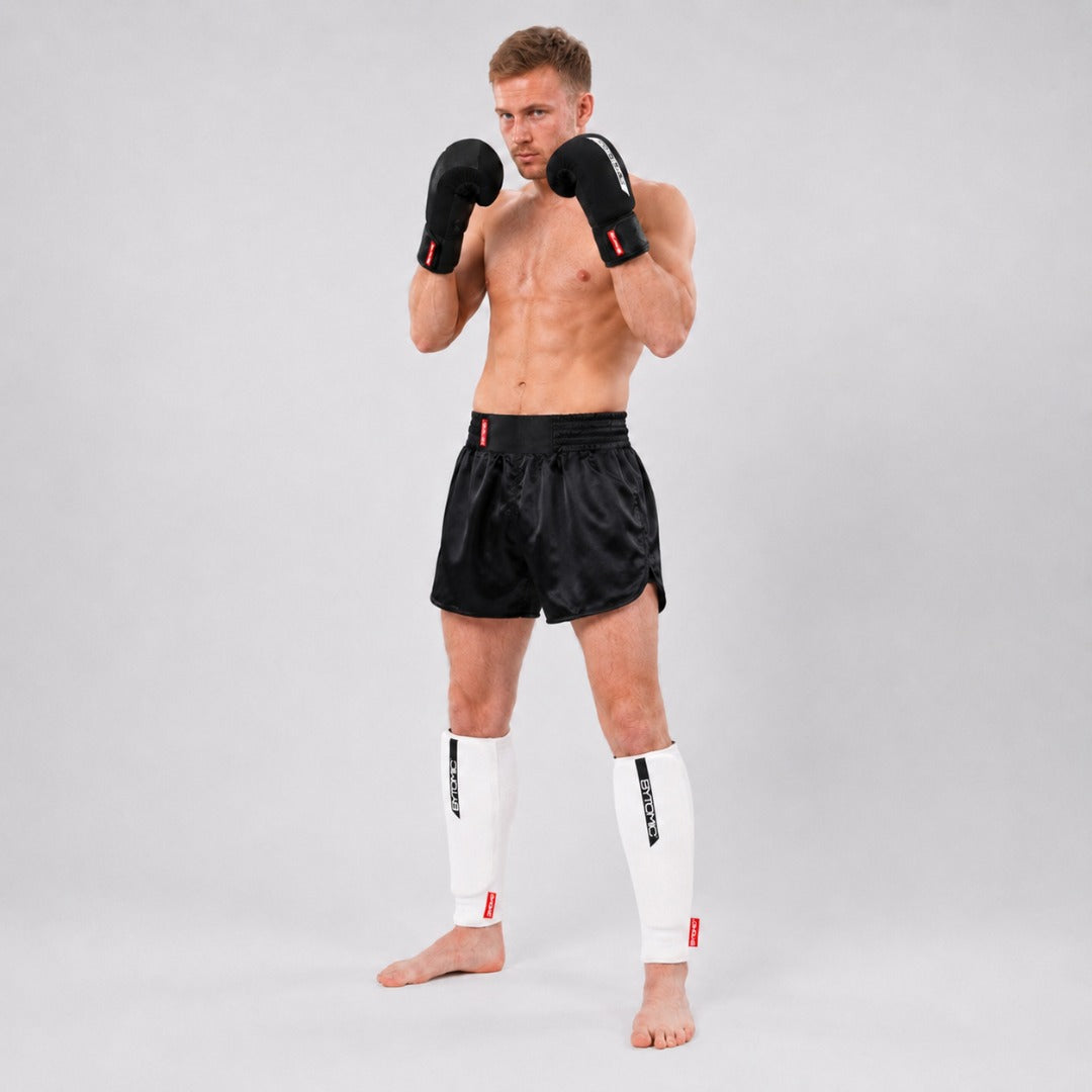 White/Black Bytomic Red Label Elasticated Shin Guards