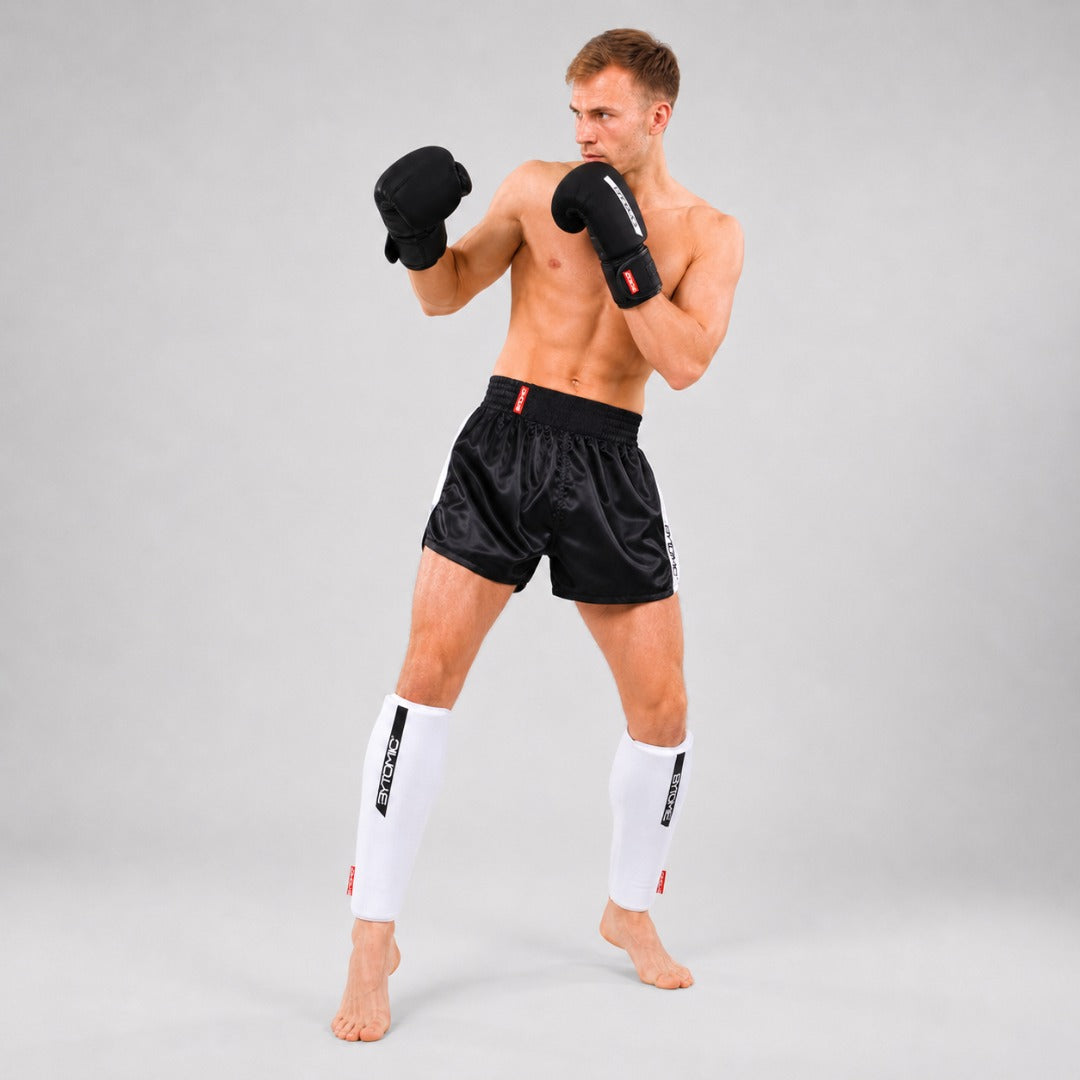 White/Black Bytomic Red Label Elasticated Shin Guards