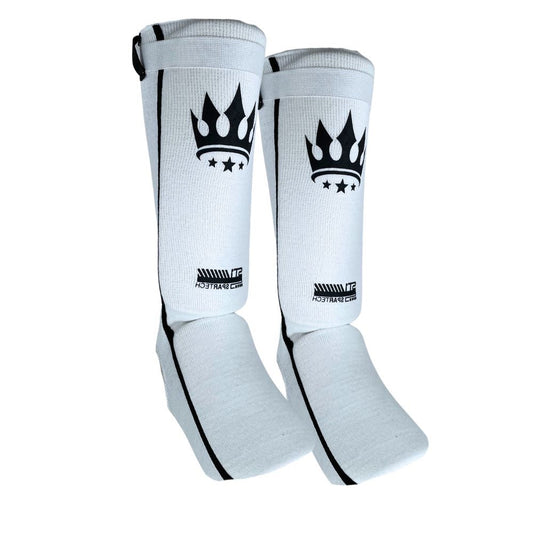 Playerz Spartech Lightweight Cotton Shin Guards - White/Black - Adult & Kids